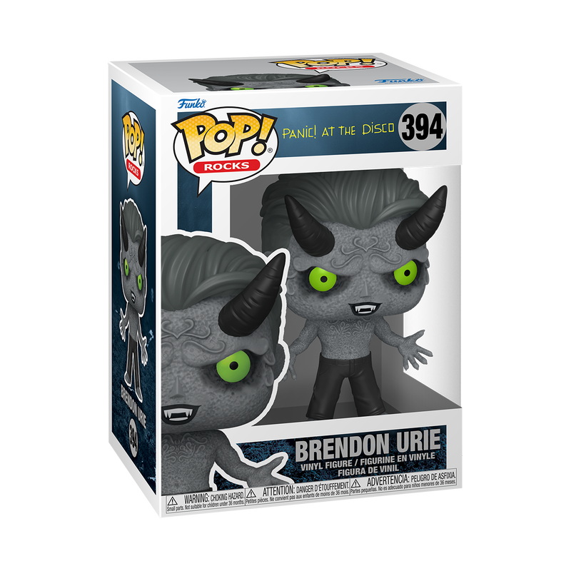 Funko Pop! vinyl figure of a gray, horned creature with green eyes representing Brendon Urie from Panic! At The Disco.