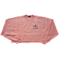 Pink cropped sweatshirt with a small logo on the chest.
