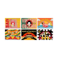 Collection of colorful album cover designs featuring various artistic styles and themes.