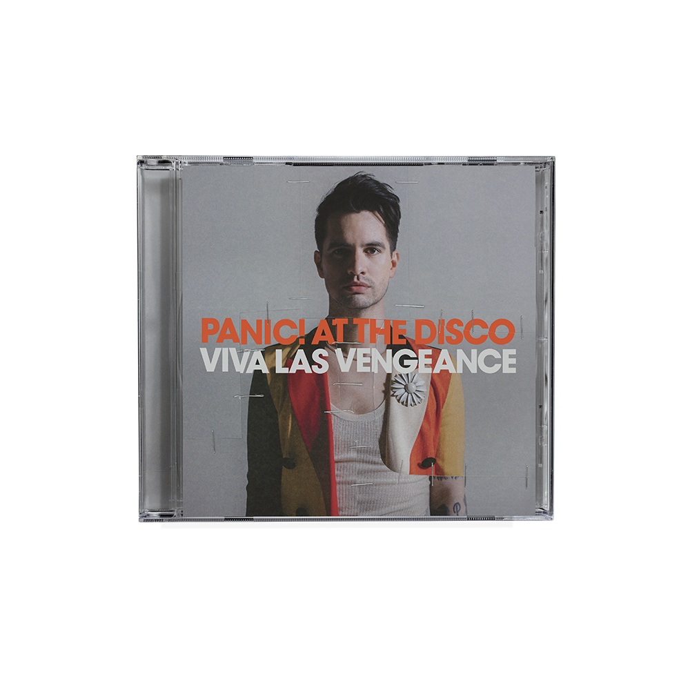 CD album cover for Panic! At The Disco’s ’Viva Las Vengeance’ featuring a portrait of a person in colorful clothing.